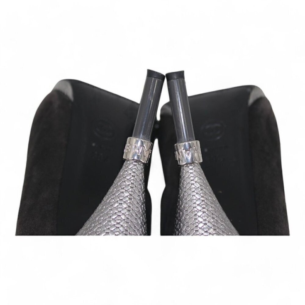 Chanel Suede Interlocking CC Logo High Heel Ankle Booties - Picture 10 of 11